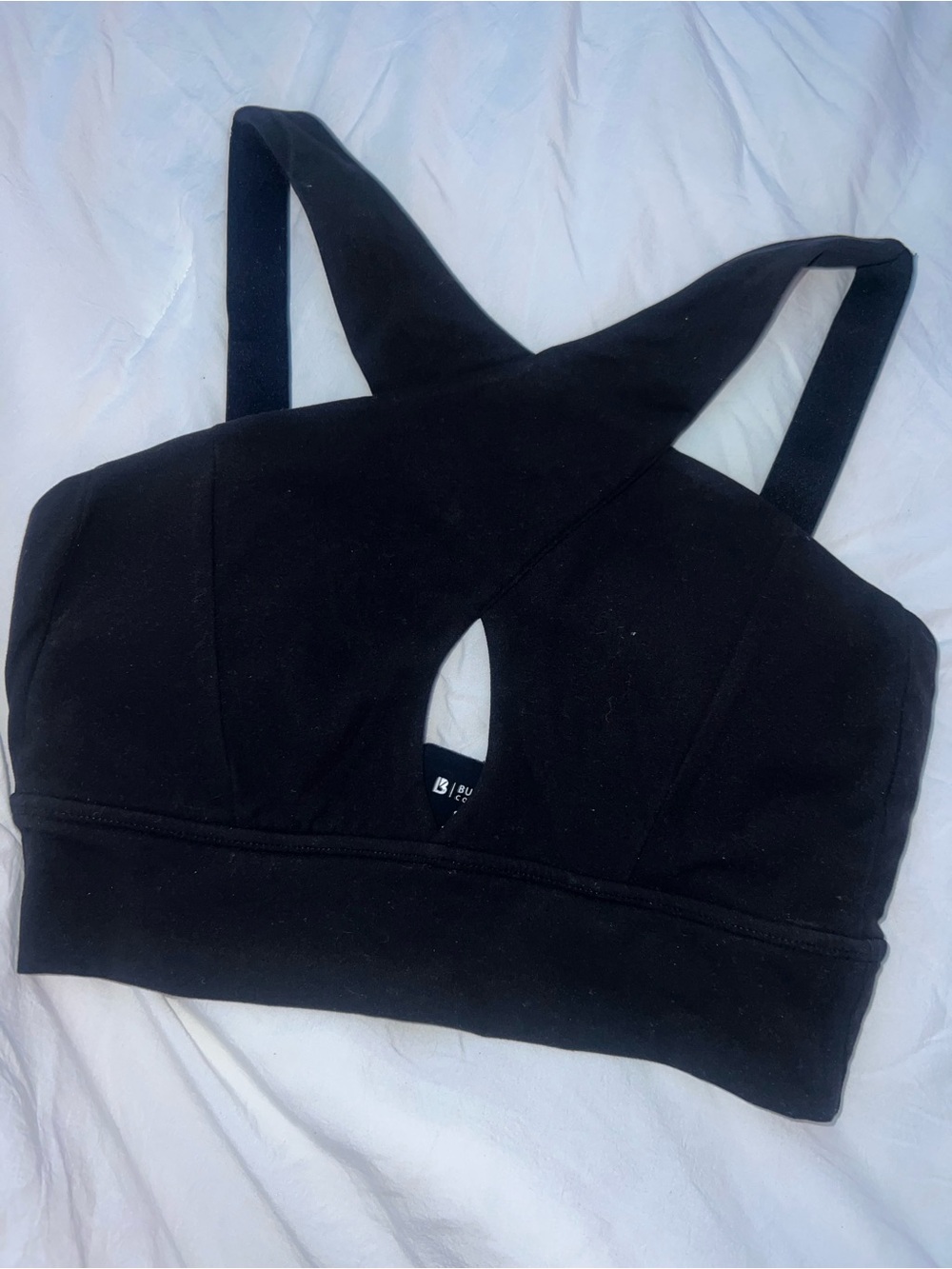 BuffBunny Black Crossfront Keyhole Sports Bra